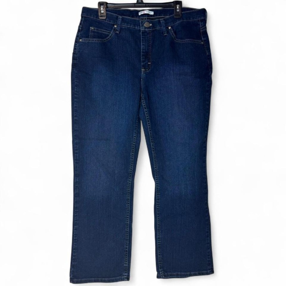 Riders by Lee Womens Classic Fit Straight Leg Dark Wash Denim Jeans 16 Petite